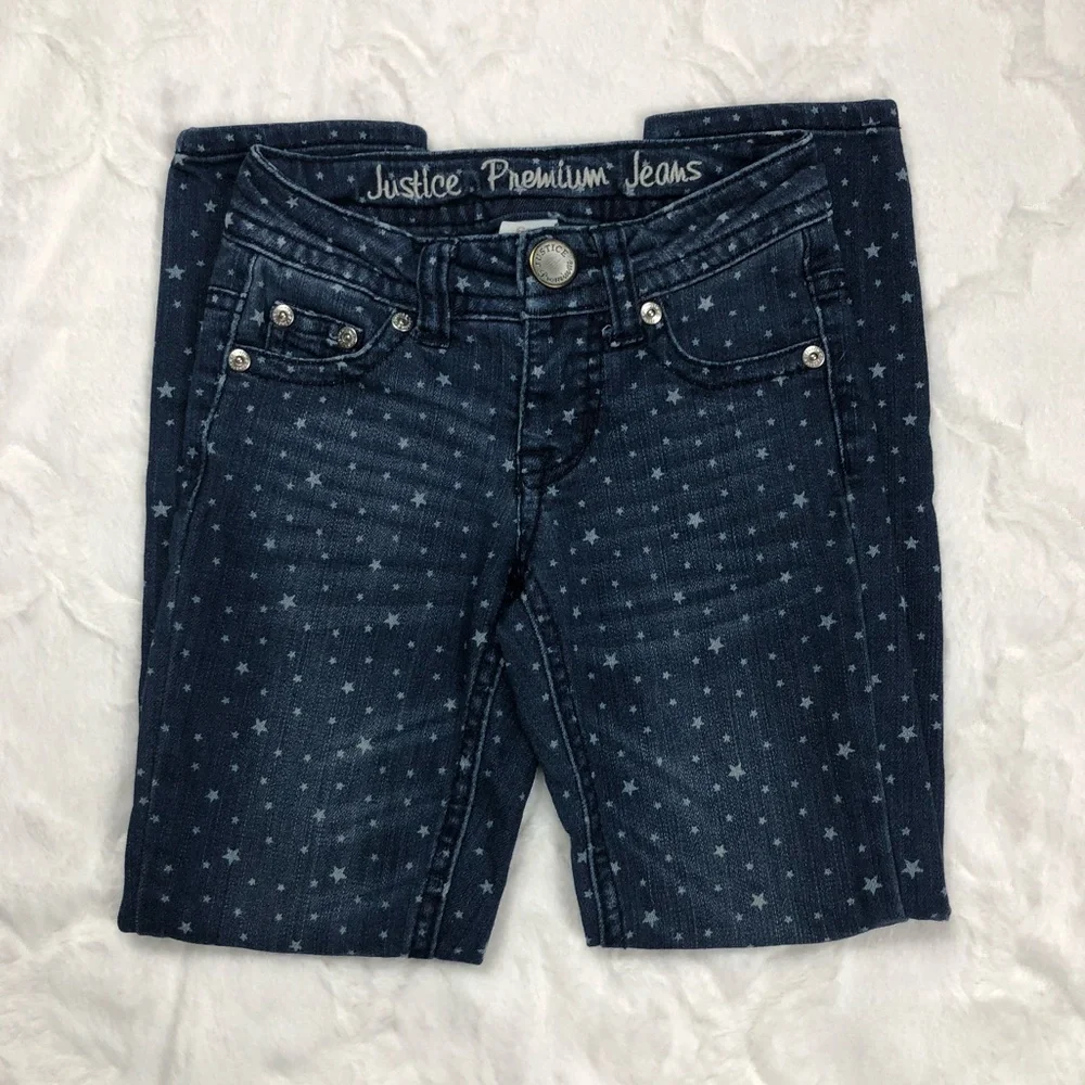 Justice Premium Skinny Jeans Star Print size 6